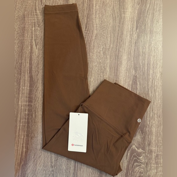 New with tags Lululemon Align high rise ribbed pant 25”. Java. Brown. Size 10. - Picture 2 of 11